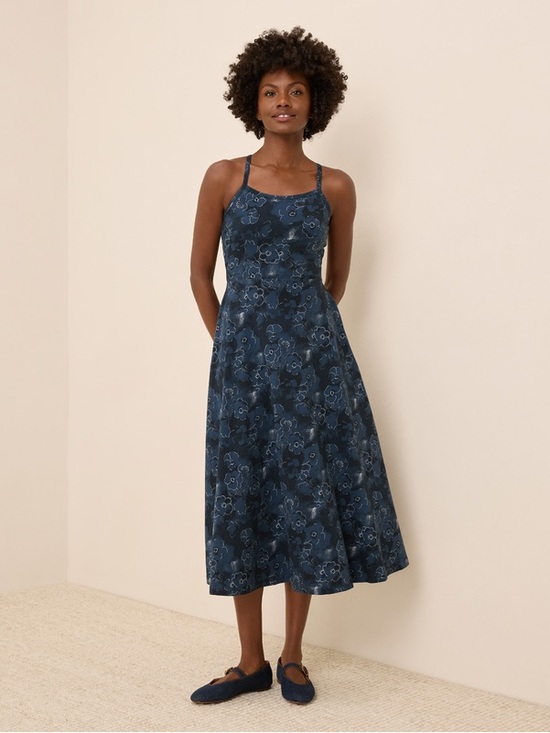 Pact Dresses & Skirts - Pact Navy Blue solstice Floral Midi Dress size Large Short